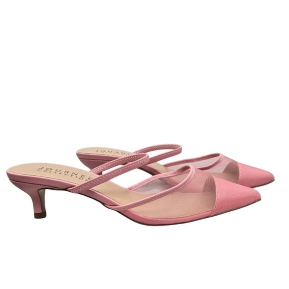 Journee Collection Allana NWOT Pink Mesh Kitten Heel Mule Pumps Size 8.5 - Picture 1 of 9
